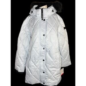 Arctic Expedition Diamond Quilted Parka with Removable Hood Ancient Water Large